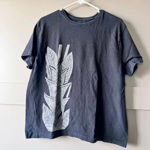 Palapala Designs Maui Block Print Leaf Graphic T-Shirt Black Women XL Hawaiian